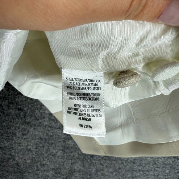 Petite Sophisticate Blouse Women 4 Beige Striped Button Sleeveless Square Neck - Picture 4 of 7